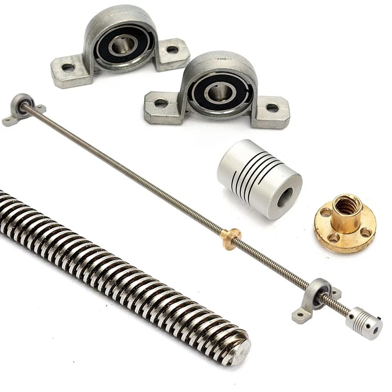 CNCCANEN 500mm 2mm T8 Lead Screw Set Stainless Steel Lead Screw Rod+Copper Nut+Coupler+Pillow Bearing Block for for 3D Printer Z Axis 