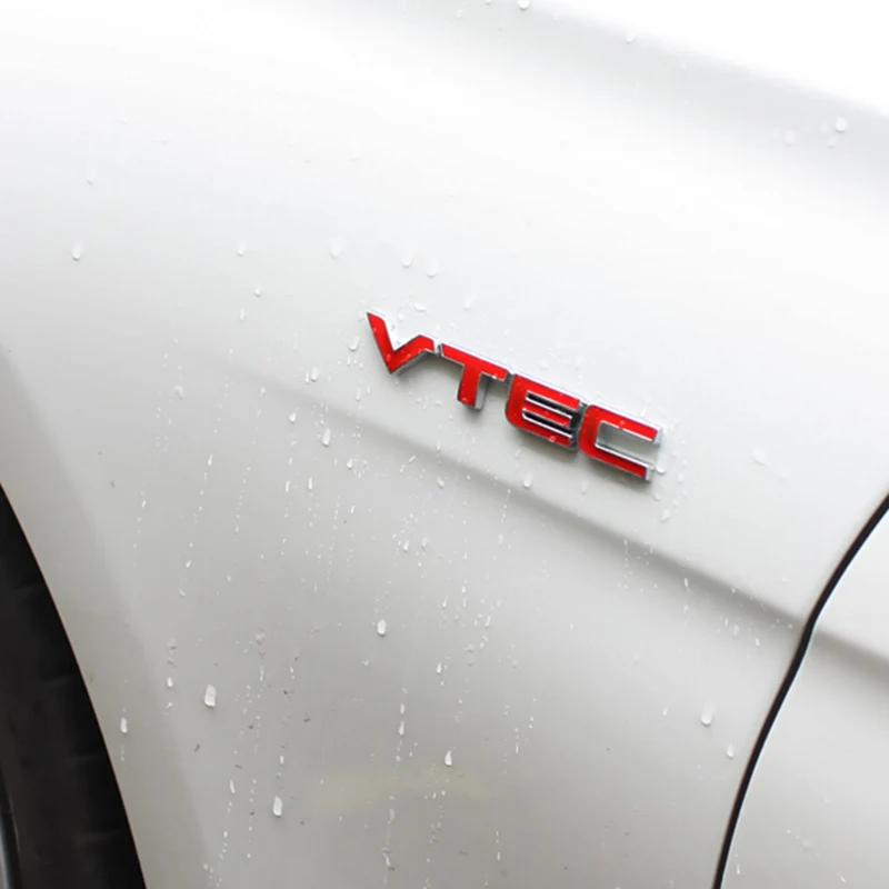 NEW Metal VTEC Logo Car Body Emblem Badge Sticker Decal for Honda Red+Silver