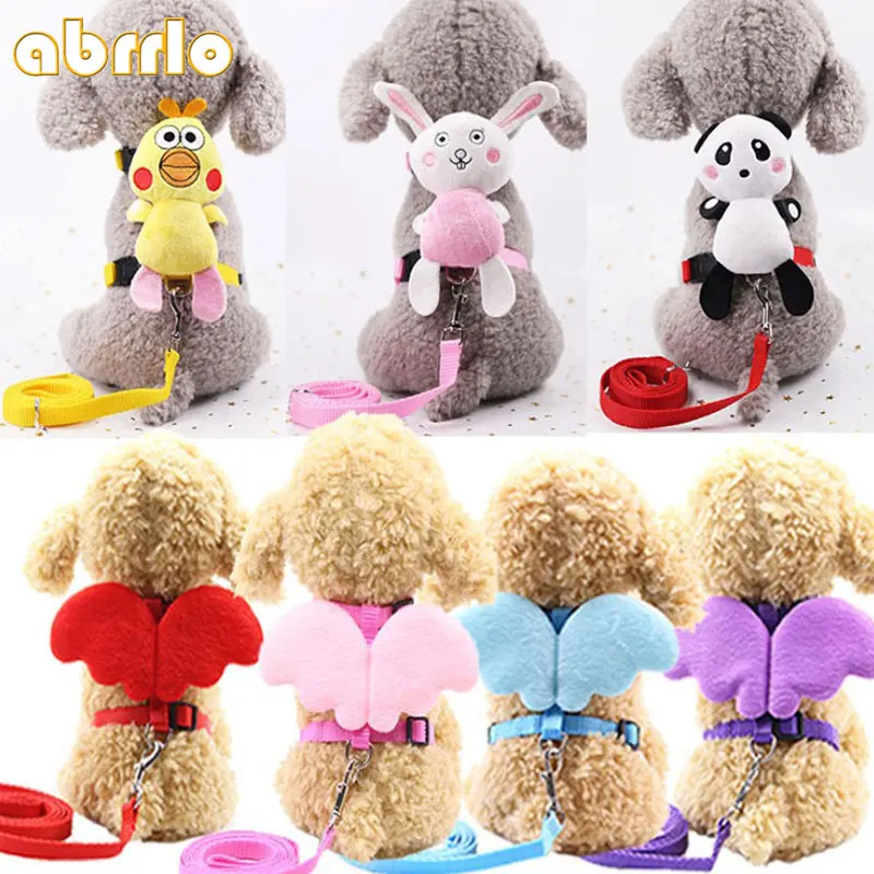 

Abrrlo Adjustable Angel Wings Dog Leashes Pet Vest Dog Chest Strap With Cartoon Plush Doll Pet Supplies for Small Dogs Chihuahua
