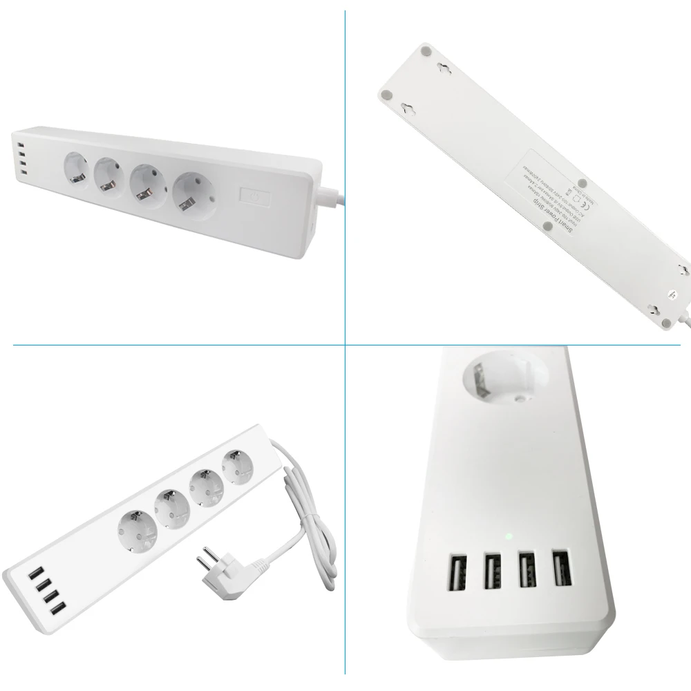 New Arrival RSH EU WiFi Power Strip,Surge Protector with 4 USB and 3 Smart Plug, Compatible with Alexa/Google
