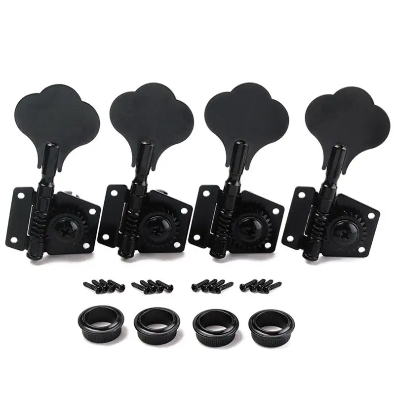 4 Pcs Right Handed Machine Head Tuners Tuning Pegs for Bass Guitar (Black)in Guitar Parts