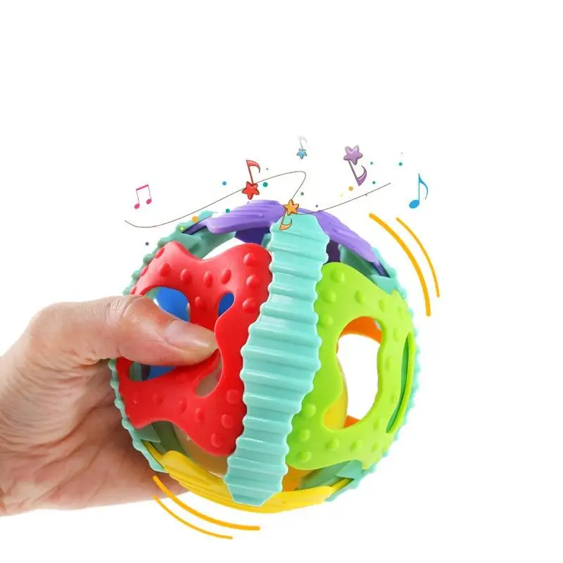 

Baby Soft Hollow Ball Colorful Flash Rattle Teether Ball for Boys and Girls Random Color