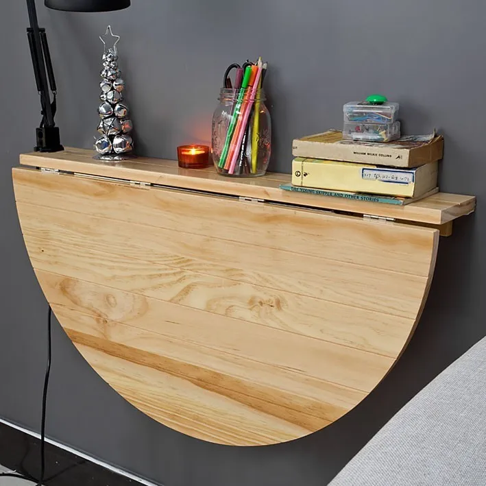 SoBuy FWT10-N Wood Half-round Folding Wall-mounted Drop-leaf Dining Table Desk Workstation