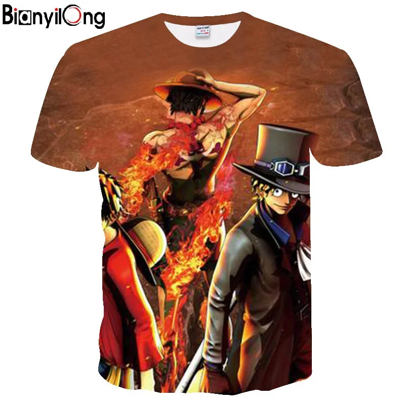 

Bianyilong 2018 New 3d Hot Cartoon One Piece Boys Girls Summer T Shirts Women /Men Short Sleeves O -Neck Hip Hop Anime T -Shirt