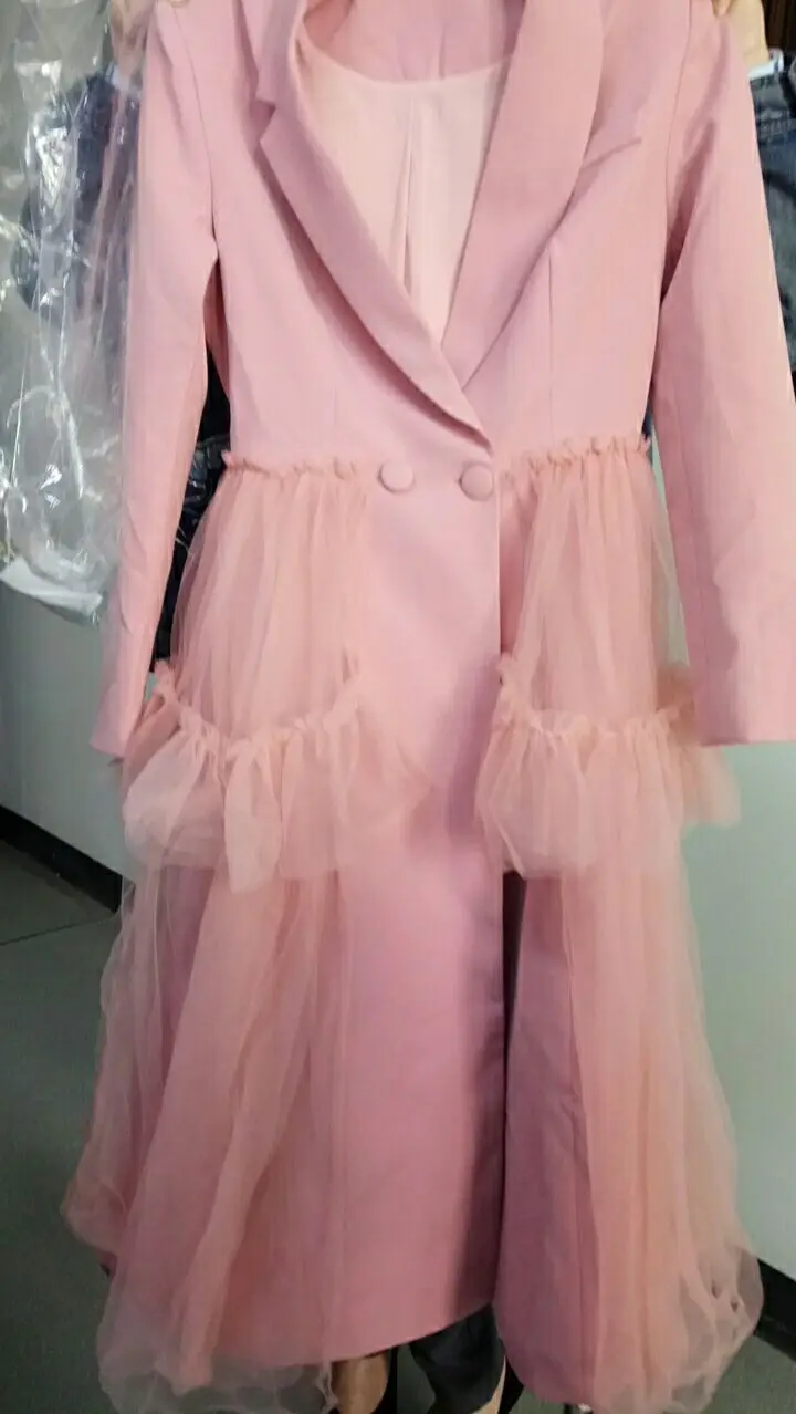 DEAT/Новинка 20109 года; Весенняя модная женская одежда с отложным воротником и длинными рукавами; сетчатый Асимметричный пиджак в стиле пэчворк; платье высокого качества