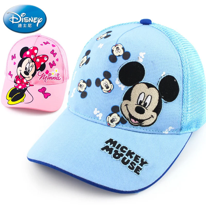 

Disney Children Hats Mickey Mouse Cap Fashion Cartoon Kids Hat Outdoor Wear Cotton Sunhat Breathable Visor Shade Baseball Cap