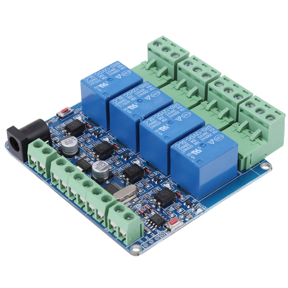 4-Канальный Релейный модуль доска STM8S103F3 DC 12V микроконтроллер RS485 Связь