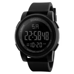 Черные мужские спортивные наручные часы матовые силиконовые светодио дный светодиодные цифровые часы новые модные роскошные электронные