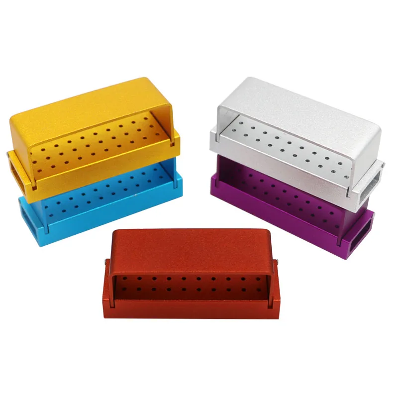 

30 Holes Aluminium Disinfection Box Case Dental Bur Block Holder Autoclavable Dentist Tool For Burs Dentist Instrument