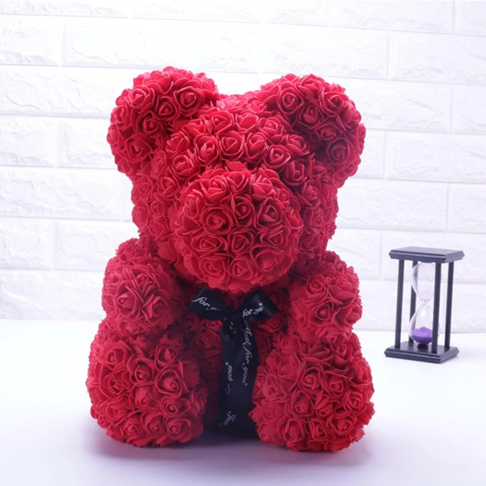 Подарок на день Святого Валентина 40 см и 25 см PE Rose Bear DIY Украшение для свадебной вечеринки и новогоднего подарка