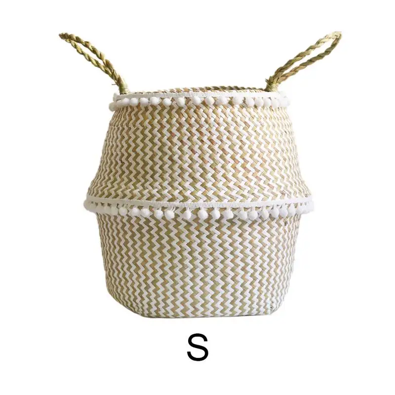 سلة تخزين الألعاب الشمال نمط مصنع زهرة الأواني اليد معقود طوي زهرة الأواني الأعشاب البحرية الطبيعية المنسوجة ل الملابس القذرة لعبة