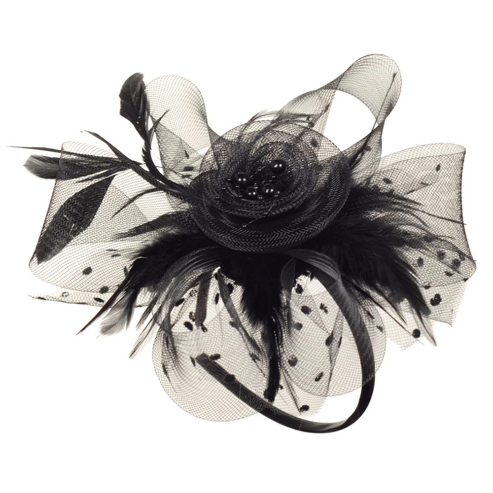 Эластичная сетка перо цветок Модные аксессуары черные женские вечерние головные уборы шляпа прополка 21,5*11 см 1 шт