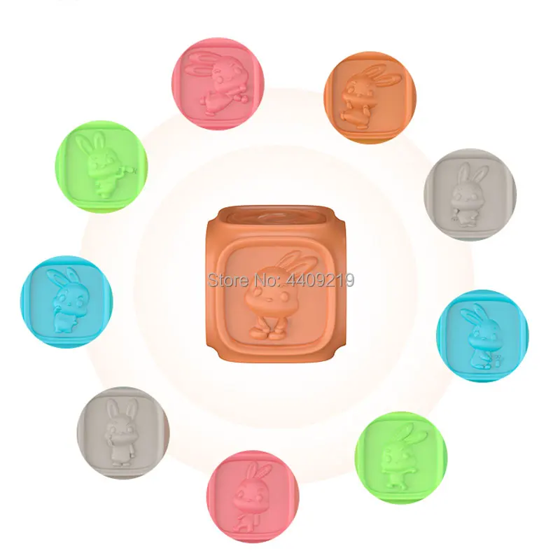 Tumama 10Pcs/Set Baby Grasp Toy Building Blocks 3D Touch Hand Soft Balls Baby Massage Rubber Teethers Squeeze Toy Bath Ball Toys