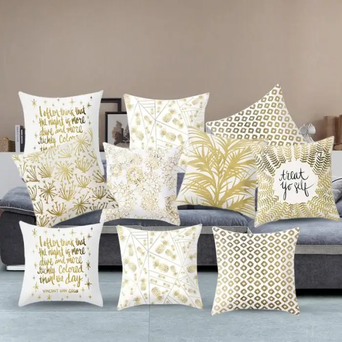 Beautiful Pillow Cover Shining Gilding Pattern Throw Sofa Cushion