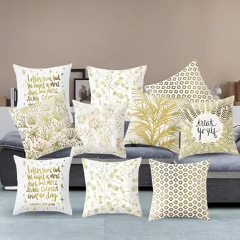 

Beautiful Pillow Cover Shining Gilding Pattern Throw Sofa Cushion Pillowcase Home Textile FBE3