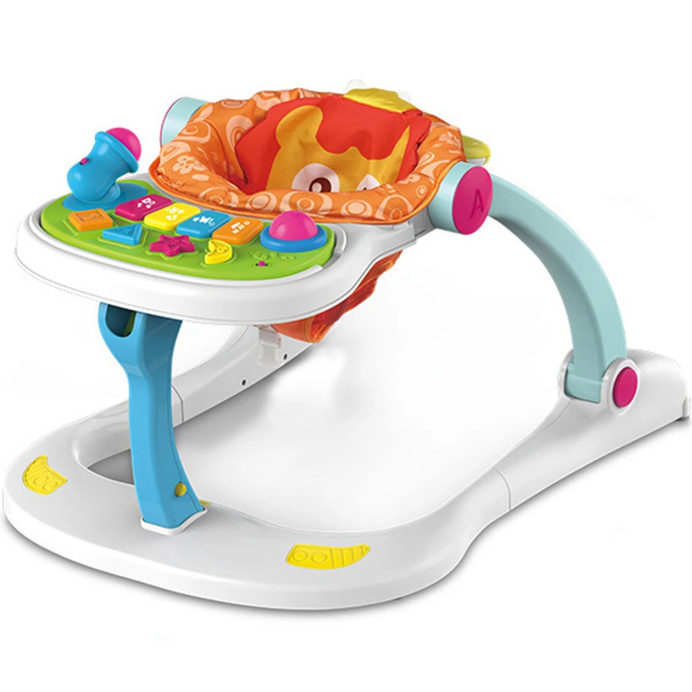 

Baby 4 in 1 Activity Play Center Walker Seated push learning walker feeding high chair Music Toys With a wide extra-stable base