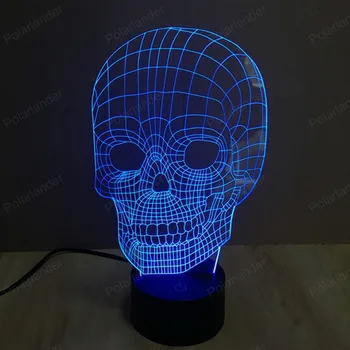 

Acrylic touch visual three-dimensional light 7 colors changing 3d light touch-screen switch lamp New Colorful Skull light