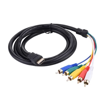 

100pcs 1.5M Hdmi Male TO 5 RCA 5RCA AV Video Component Convert Cable Cord Adapter For DVD HDTV STB 1080P