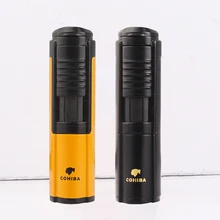 COHIBA 1 фонарь, зажигалка для сигар, металлическая мини Портативная многоразовая Бутановая газовая зажигалка, ветрозащитная сигаретная струйные зажигалки