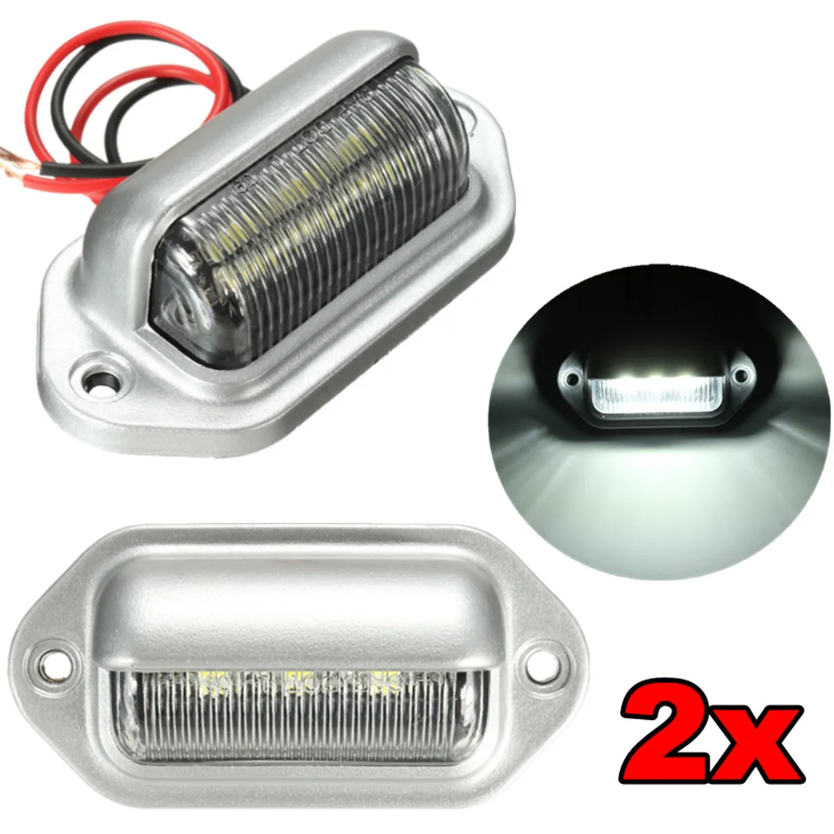 Buy 2Pcs 12V 6 LEDs Number License Plate Tag Light