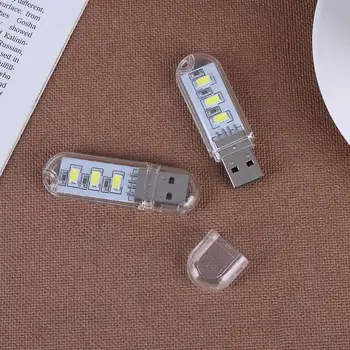 

500pcs Mini USB drive LED Night Light Lamp Flashlight Keychain Lamp Portable USB Power Pure White 8 3 LED Strip Pocket Lamp