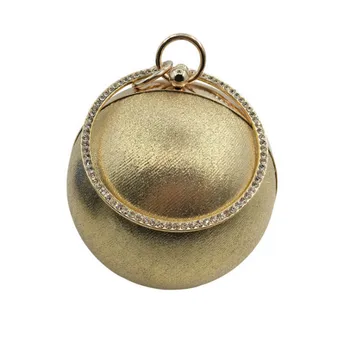 

2019 Fashion Gold Color Luxury Mini Women Bags Designer Ball Shape Evening Bag Women's Clutch Handbag