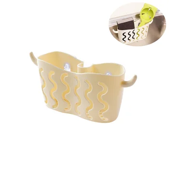 

Storage Basket Kitchen Suction Cup Storage Basket Plastic Drain Rack Hanging Organizer Wall-mounted Holder for Gadget Fruit
