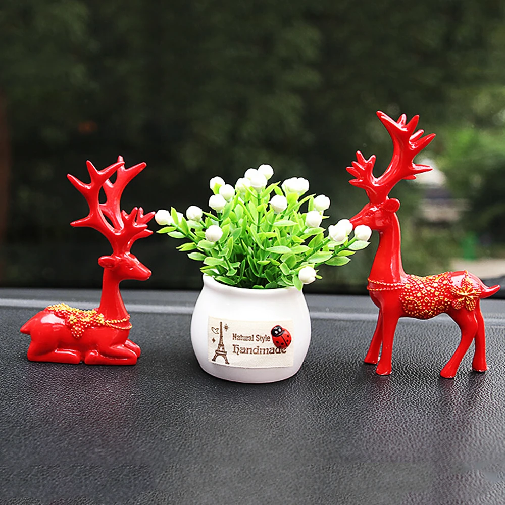 1 Pair Creative Deer Car Ornament Dashboard Home Decoration Ornament