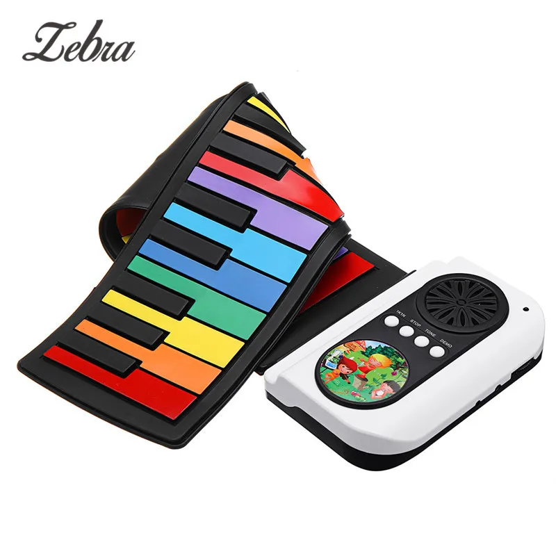 

Colorful 37 Keys 8 Tones Hand Roll Up Piano Silicone Folding Electronic Keyboard Musical Imstrument for Children Student Kids