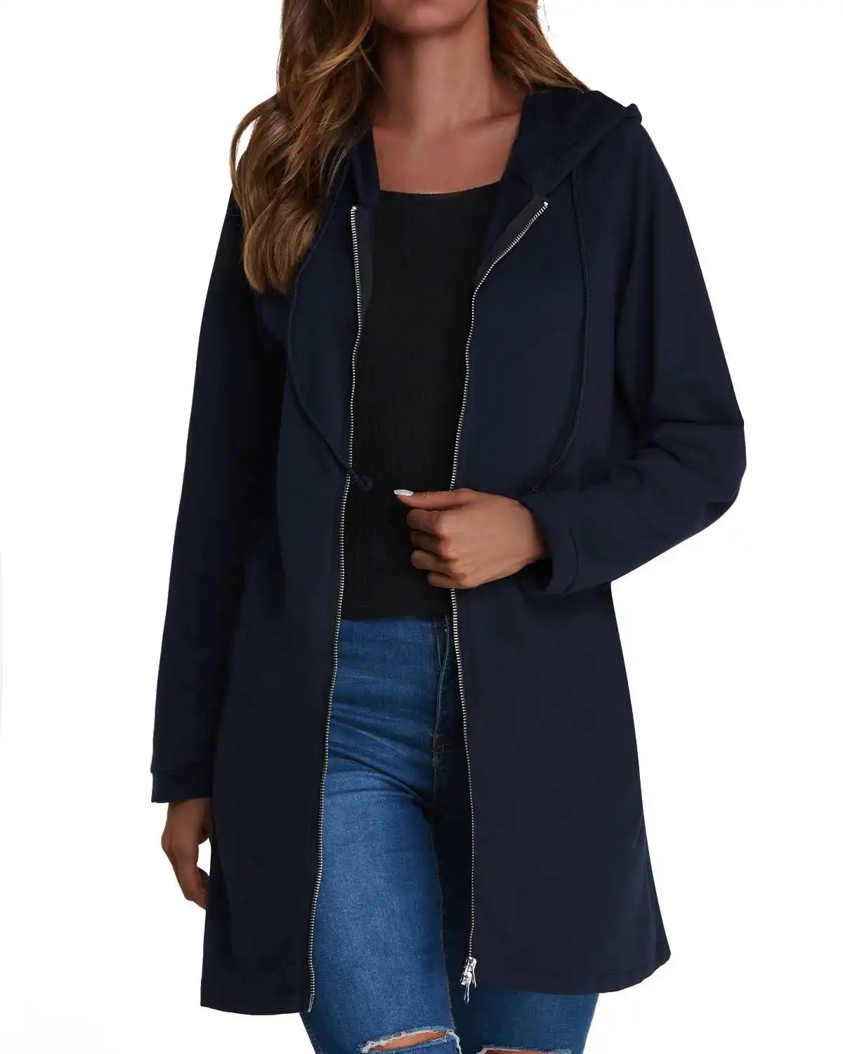 

2019 ZANZEA Hooded Cardigan Coats Spring Autumn Casual Straight Trench Women Pockets Zipper Solid Color Long Trench Coats Female