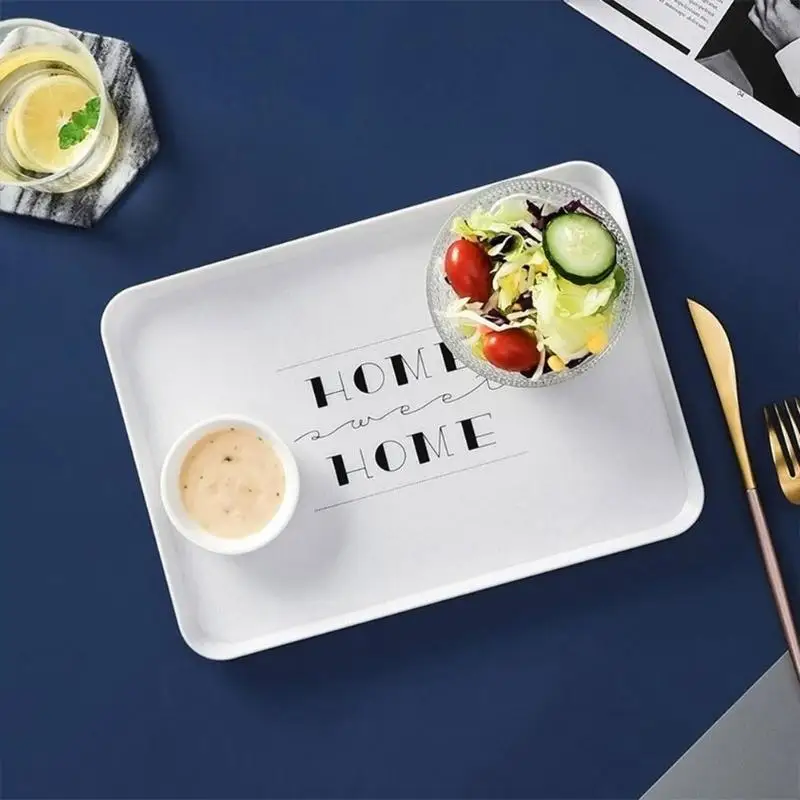 

Nordic Style Plastic Dessert Serving Tray Snack Plate Storage Plates Tea Breakfast Bread Tray Square Accessories Cosmetics Dish