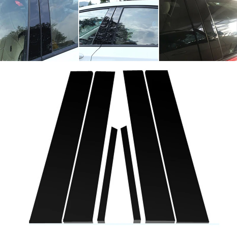 

6pcs Window Pillar Posts Cover Trim For Honda Civic 4D 2006-2011 Mirror Effect Car Window Pillar Posts Cover Trim Black