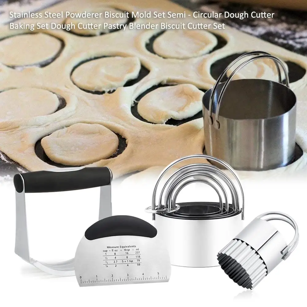 

Stainless Steel Powderer Cookie Mold Set Semicircular Dough Cutter Household DIY Baking Tools Are Easy To Clean