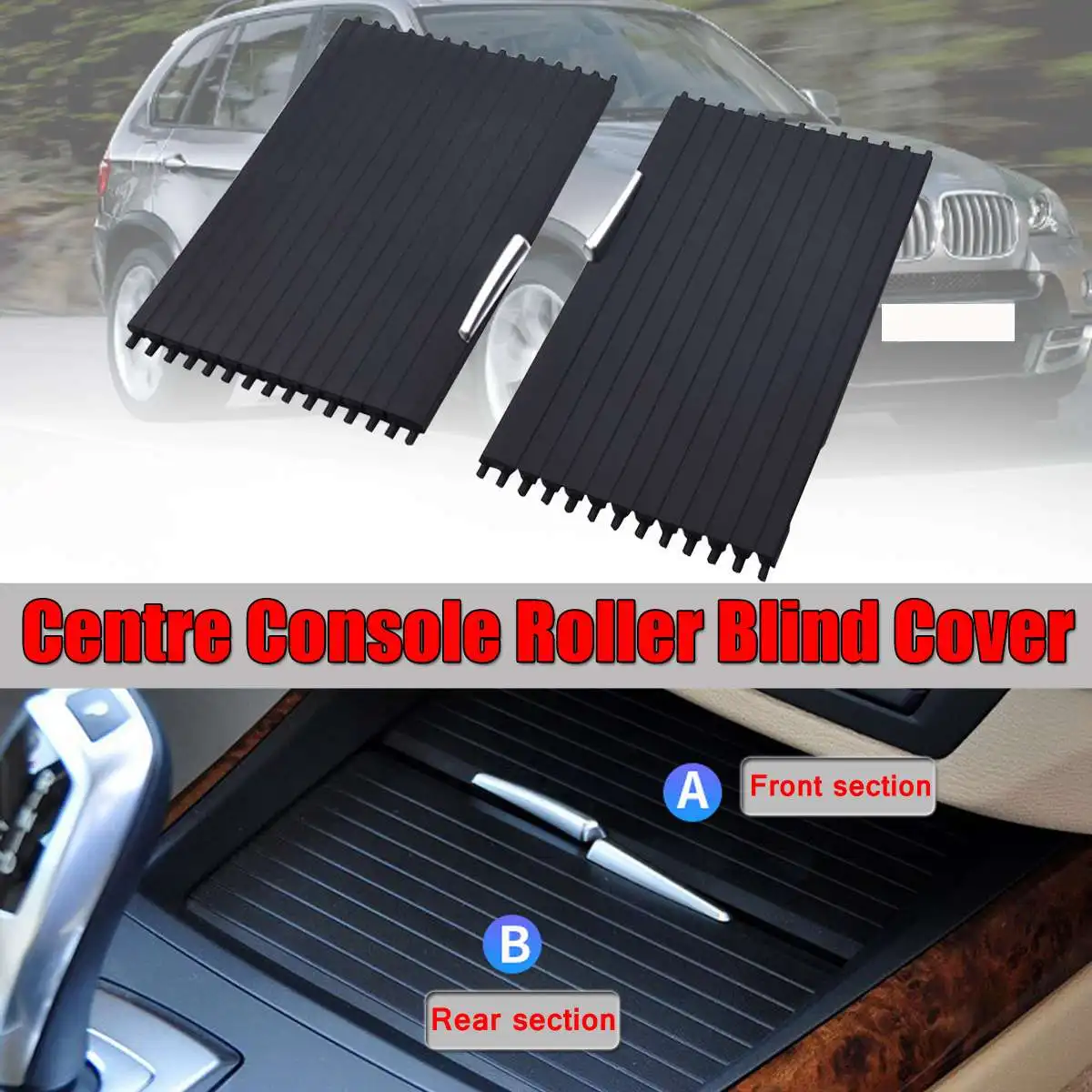 

Black Car Front/Rear Section Centre Console Cup Holder Roller Blind Cover For BMW X5 X6 E70 E71 2007-2014 51166954943 6954943