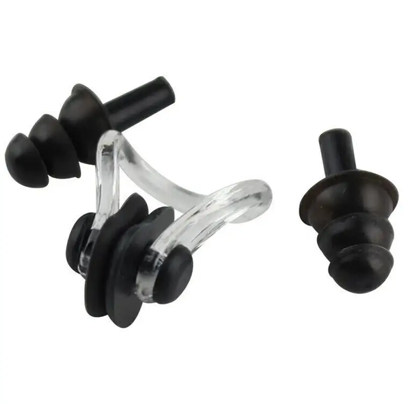 

Swimming Silicone Ear Plugs and Nose Clip Pro Edition Swim Underwater Protector Kits for Adults &Youth for Children-Black