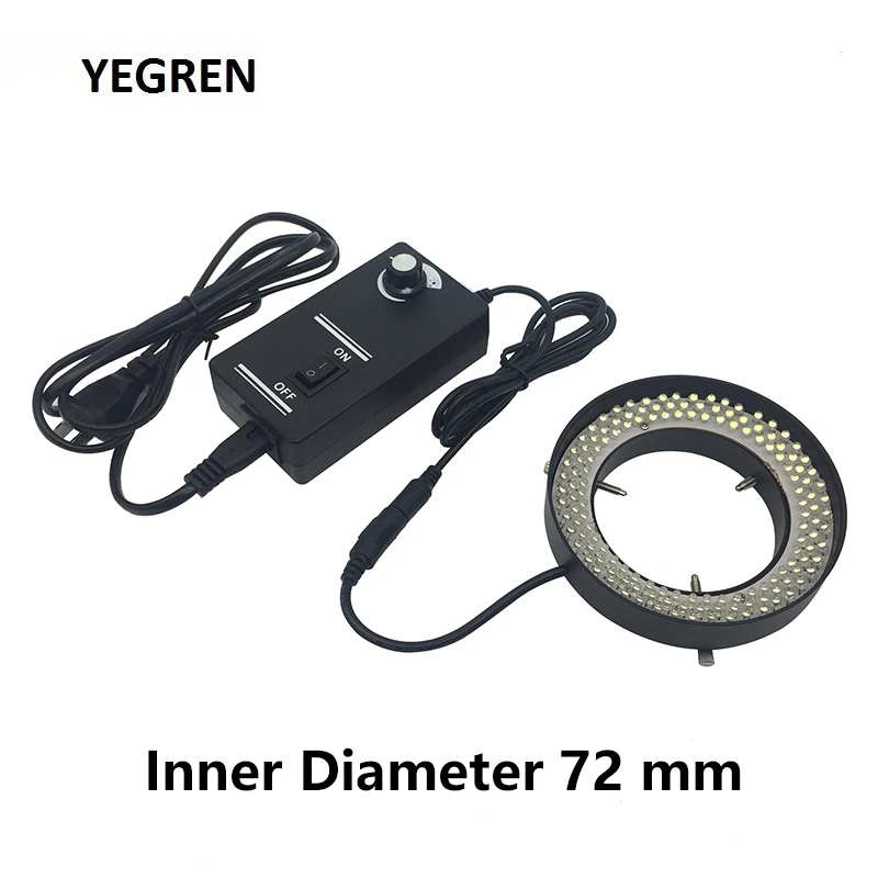 Adjustable 144 LED Ring Light Source Stereo Microscope Top Supplementary Illumination with Diffuser White Lighting Inner 72 mm