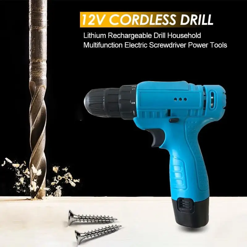 

12V Cordless Electric Drill Lithium Household Multi-function Electric Screwdriver Power Tools EU US Plug