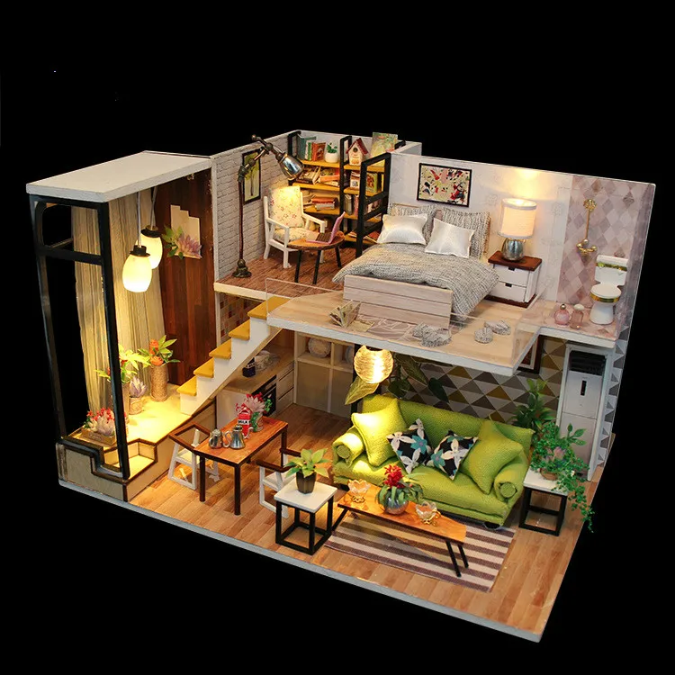 

Originality Customized Fund DIY Hut Northern Europe Mini- Cottage Assembling Wooden Flash Of Light Birthday Gift Buildings Wood