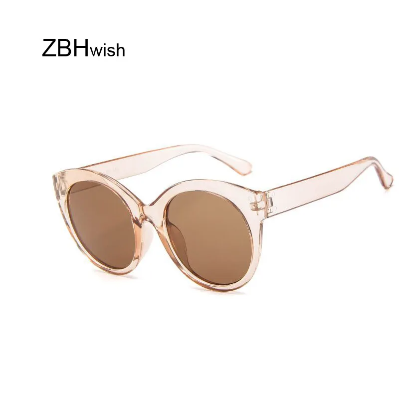 Ретро Круглые Солнцезащитные очки "кошачий глаз" для женщин, фирменный дизайн, карамельный цвет, коричневые женские солнцезащитные очки, женские солнцезащитные очки