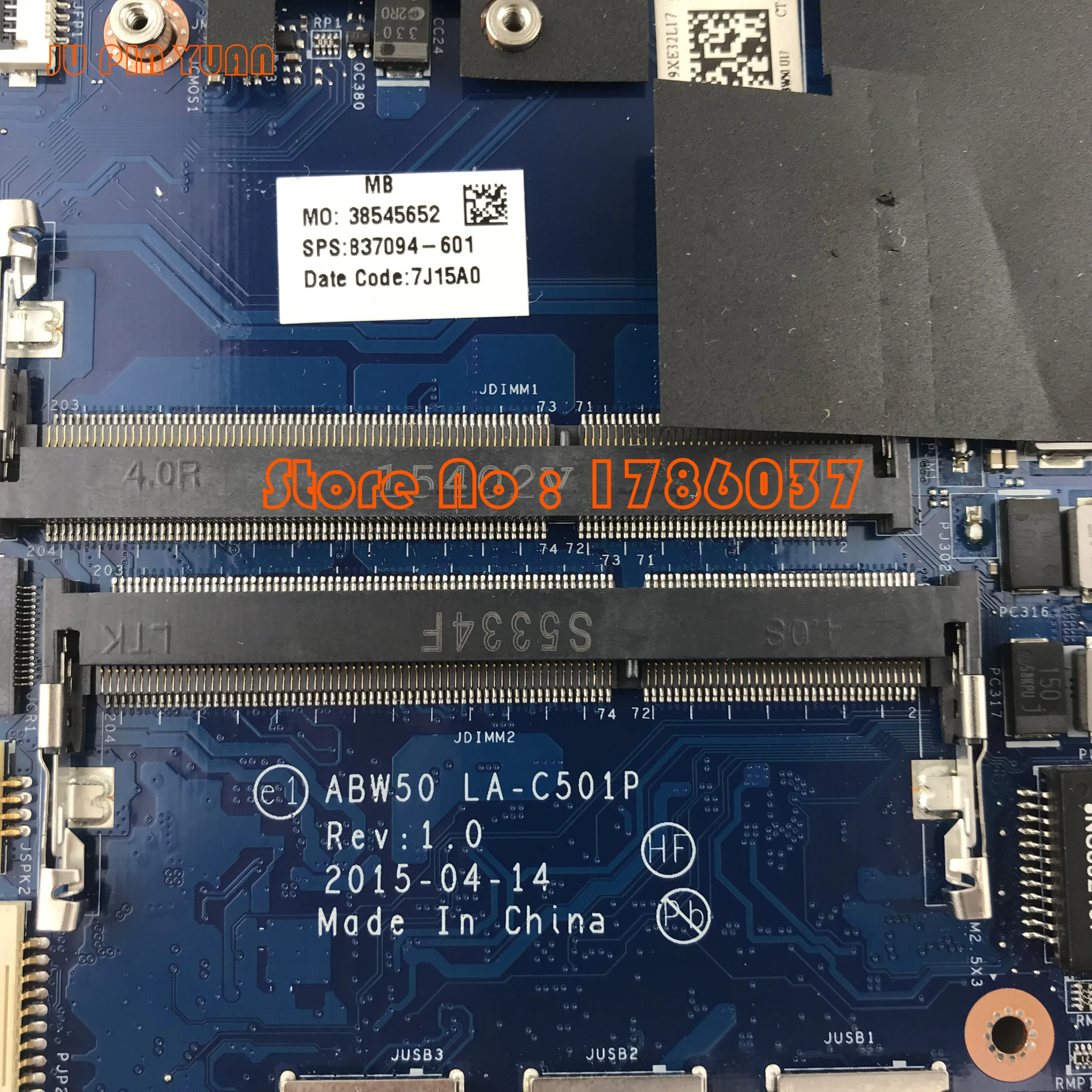جو دبوس يوان 837094-601 837094-501 LA-C501P ل HP الحسد دفتر 15-AE 15T-AE M6-AE اللوحة المحمول i5-5200U اختبار بالكامل
