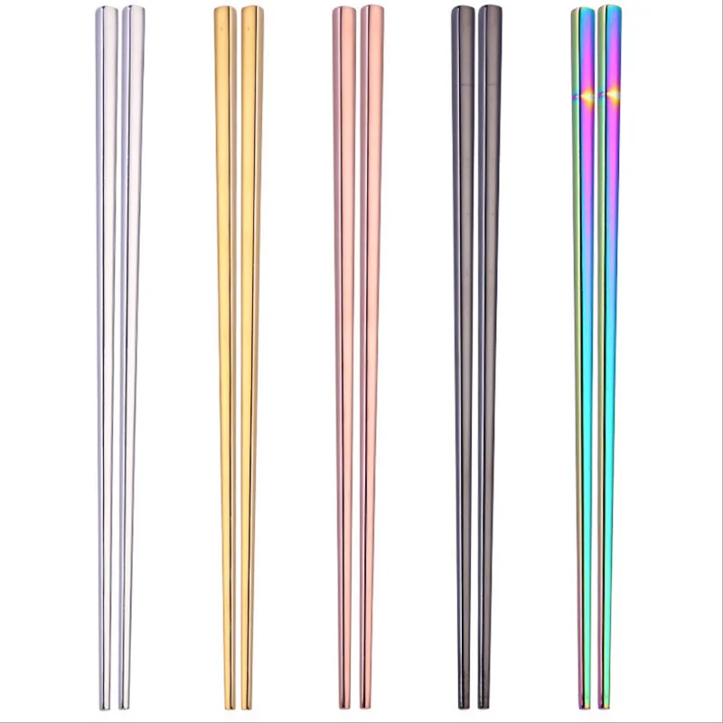

1 Pair Non-slip Stainless Steel Electroplated Titanium Gold Chopsticks Thread Chopsticks Kitchen Accessories Table Decoration-S