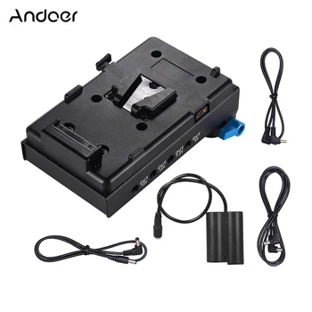 

Andoer V Mount V-lock Battery Plate Adapter w/ Dual HoleEN-EL15 Dummy Battery Adapter for Nikon for Monitor Audio Microphone