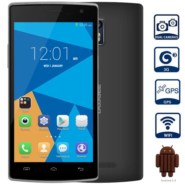 

5.5 inch DOOGEE DG580 Android 4.4 3G Smartphone with MTK6582 1.3GHz Quad Core 1GB RAM 8GB ROM WiFi GPS QHD Screen Mobile phones