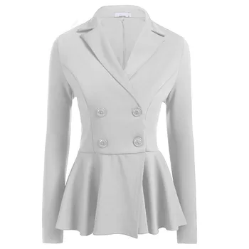 

Women's Blazers elegant Double Breasted Long-sleeved Ruched Tunic White Blazers Office Lady Female Chic Suits 7Colors SP495