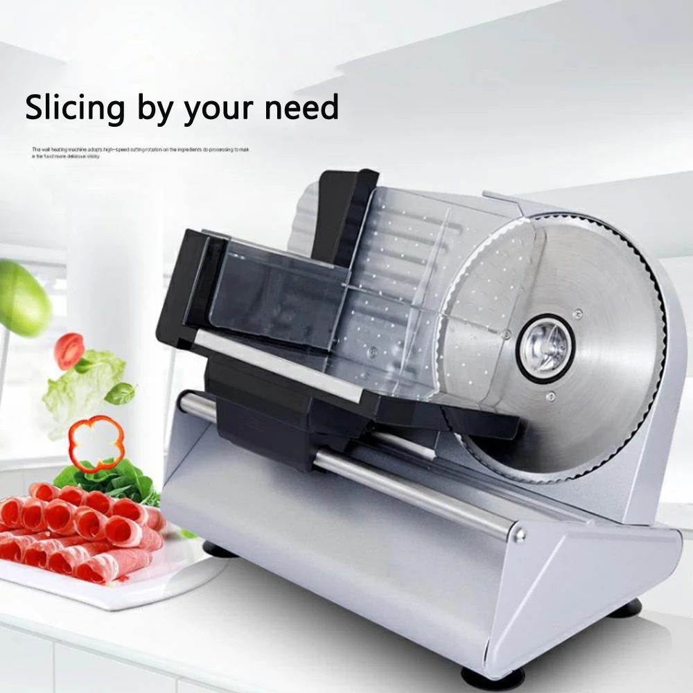 ITOP Electric Meat Slicer 200W Commercial Beef Lamb Cutting Machine Automatic Vegetable Bread Food Slicer 0-22mm Slice Thickness