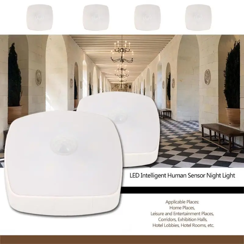 Square LED Smart Human Body Motion Sensor Night Light Cabinet Corridor Lamp new
