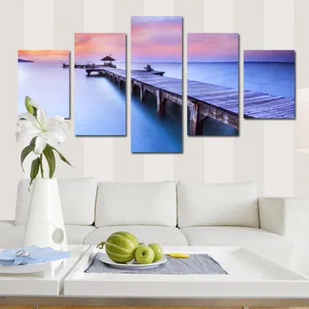 

Unframed 5 Pieces Top Fashion Sea Cliff Painting Fallout Modern Oil Canvas Painting Cuadros Rectangle for Living Room Bedroom