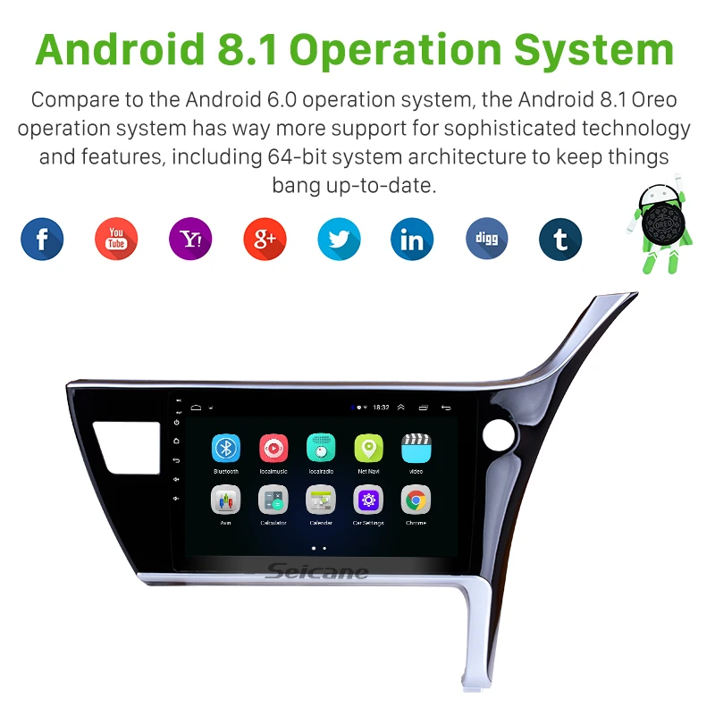 Cheap Seicane 10.1" Android 8.1 for 2017 Toyota Corolla Right Hand driving Car Head unit HD Touchscreen Radio GPS Navigation System 1