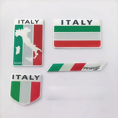

3D Aluminum Italy Flag Car Stickers Fender Trunk Emblem Badge Sticker Decoration Fit