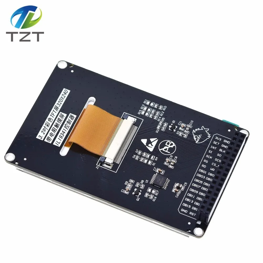 Дешево TZT 3,2 дюймов lcd TFT с сопротивлением сенсорный экран ILI9341 для STM32F407VET6 макетная плата черный